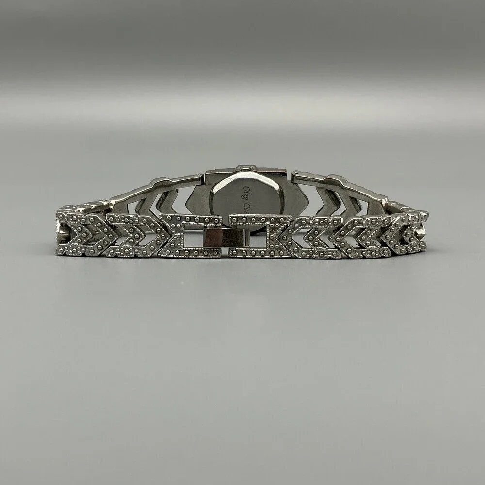 Vintage Oleg Cassini Womens Watch 18mm Marcasite Silver Tone New Battery 7.25